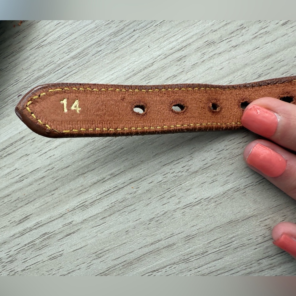 Brown Genuine Leather Collar with Brass Plate 14” - Picture 4 of 5